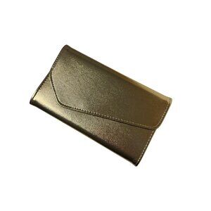 Gold Metallic Clutch Purse With Snap Closure Shoulder Strap
